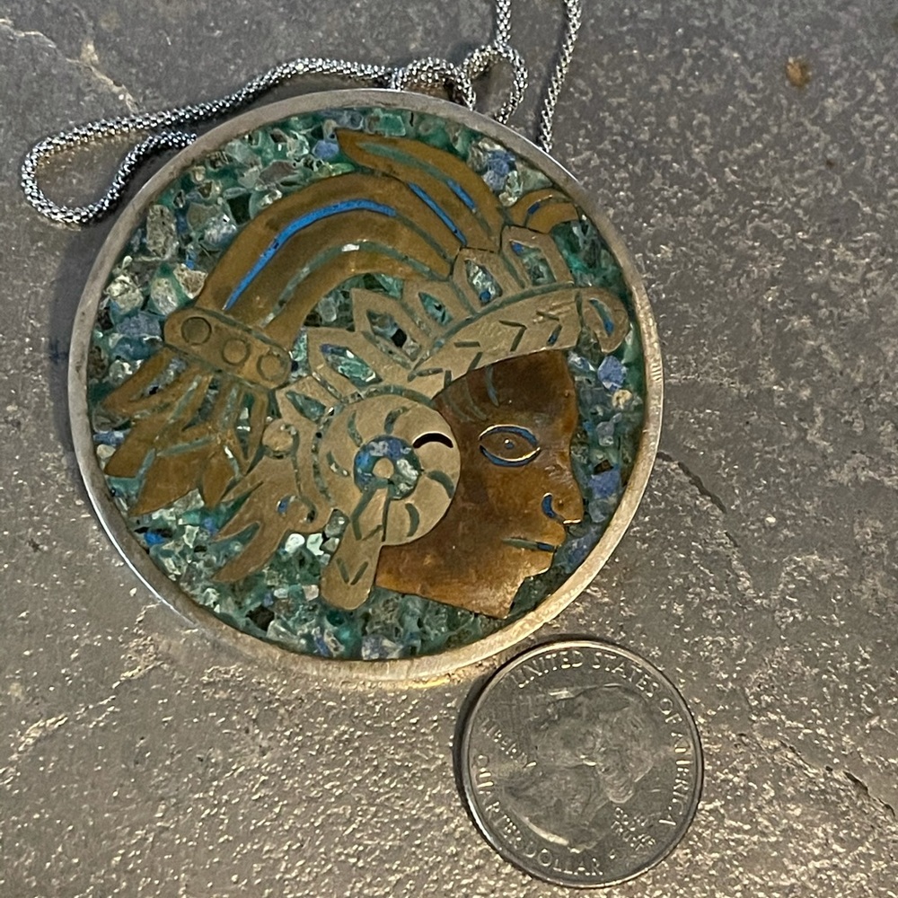 Beautiful sterling turquoise pendant vintage